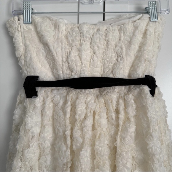 Lulu's Ivory 3D Floral Lace Strapless Midi Dress Formal Prom Wedding Party Gown - Picture 15 of 16